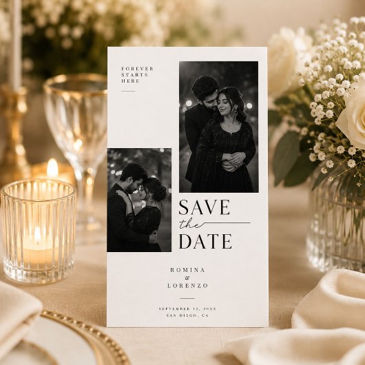 Moderne Minimaal Foto Collage Bewaar De Datum Save The Date