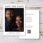 Moderne Minimaal Foto QR-code Zwart Wit Save The Date