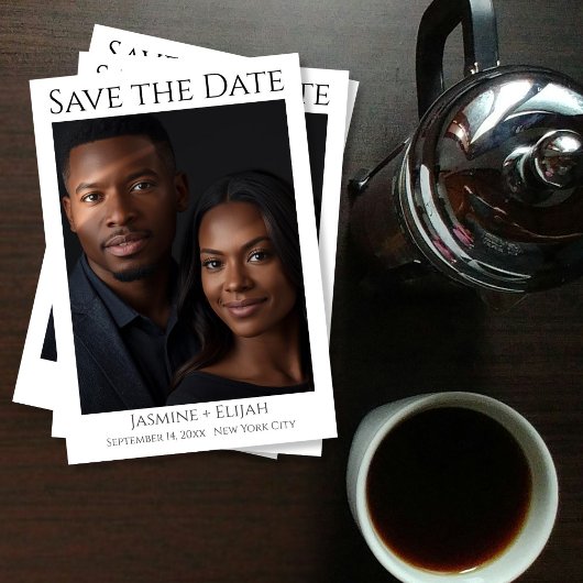 Moderne Minimaal Foto QR-code Zwart Wit Save The Date