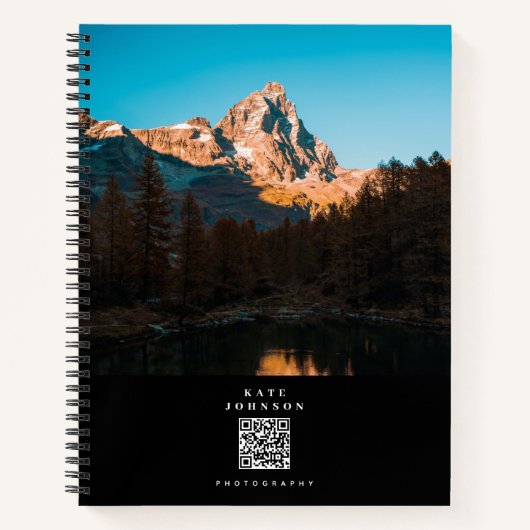 Moderne Minimaal Fotograaf QR-code Social Media Notitieboek (Voorkant)