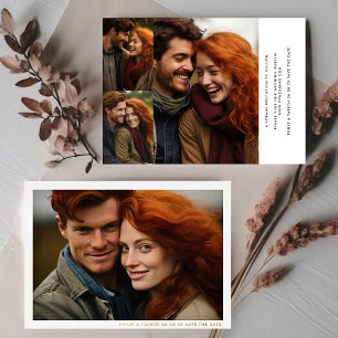 Moderne Minimaal Frame Multi Foto Save The Date Folie Uitnodiging