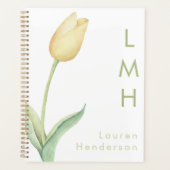 Moderne minimaal gele Waterverf tulp monogram Planner (Voorkant)