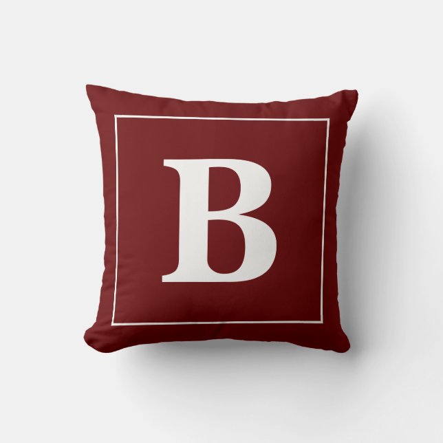 Moderne Minimaal Gepersonaliseerd Monogram Frame Kussen (Voorkant)