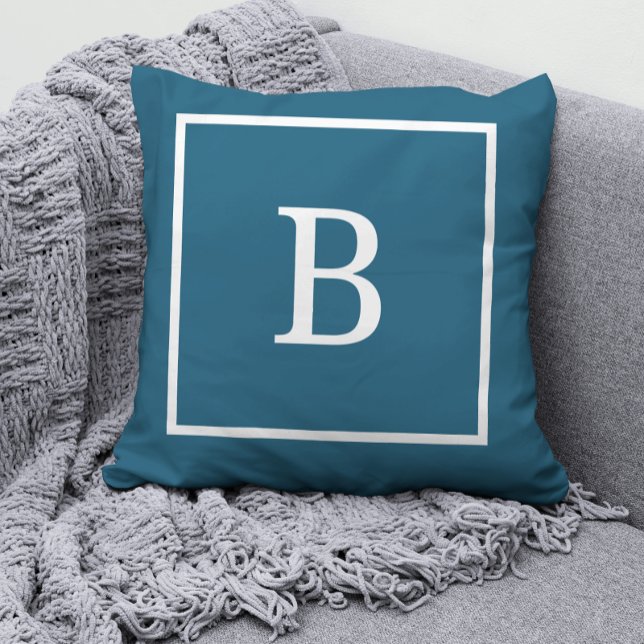 Moderne Minimaal Gepersonaliseerde Monogram Frame Kussen (Creator heeft geüpload)