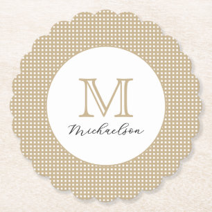 Moderne Minimaal Goud Elegant Monogram Kartonnen Onderzetters
