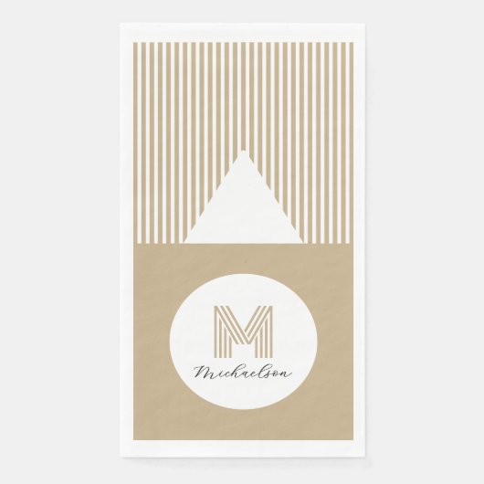 Moderne Minimaal Goud Strepen Monogram Servet (Voorkant)