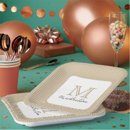 Moderne Minimaal Gouden Elegante Monogram Papieren Bordje