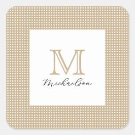 Moderne Minimaal Gouden Elegante Monogram Vierkante Sticker