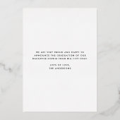 Moderne Minimaal Gouden Frame Rand Afstuderen Folie Uitnodiging (Achterkant)