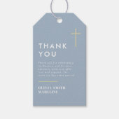 Moderne Minimaal Gouden Kruis Doop Cadeaulabel (Voorkant)