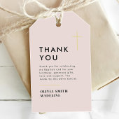 Moderne Minimaal Gouden Kruis Doop Cadeaulabel