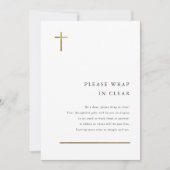 Moderne Minimaal Gouden Kruis Doop Kaart (Voorkant)