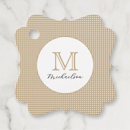 Moderne Minimaal Gouden Monogram Bedankjes Labels (Voorkant)