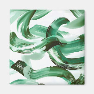 Moderne Minimaal Groene Kwaststreken Abstract Magneet