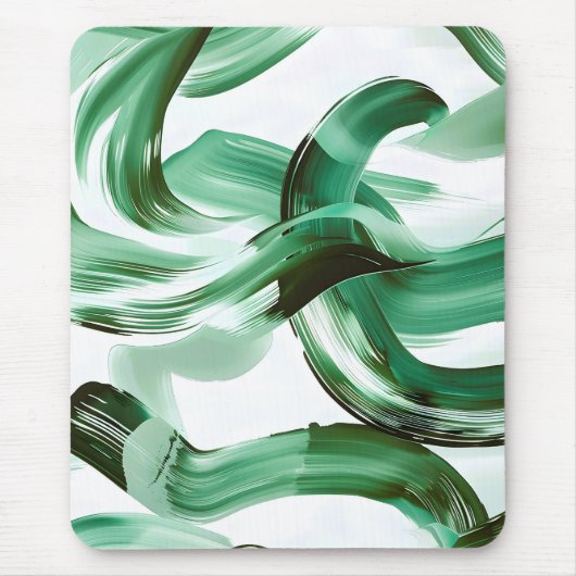 Moderne Minimaal Groene Kwaststreken Abstract Muismat (Voorkant)