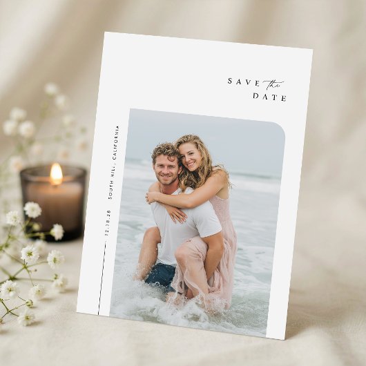 Moderne Minimaal Hedendaagse Foto Bruiloft Save The Date