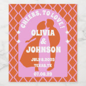 Moderne Minimaal Krachtige Roze Oranje Retro Boho  Wijn Etiket (Enkel label)