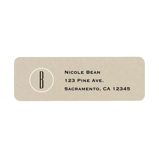 Moderne Minimaal Kraft Rustieke Chic Monogram Trou Etiket (Voorkant)