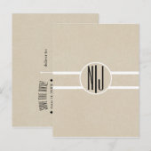 Moderne Minimaal Kraft Rustieke Monogram Save the Aankondigingskaart (Voorkant / Achterkant)