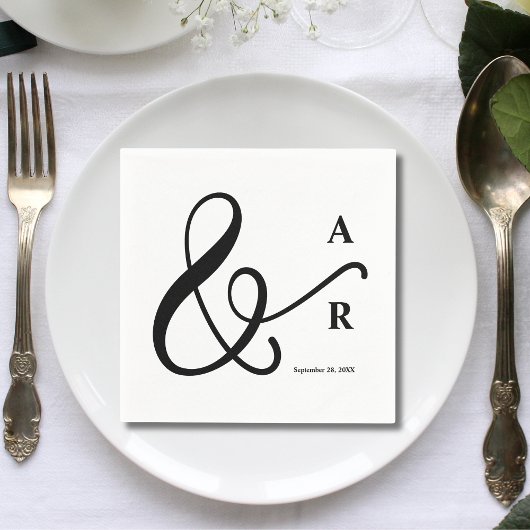 Moderne Minimaal Lettertype Koppel Initiaal Bruilo Servet