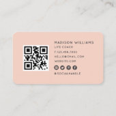 Moderne Minimaal Levenscoach QR-code | Stof Roze Visitekaartje (Achterkant)