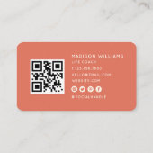 Moderne Minimaal Levenscoach QR-code | Terracotta Visitekaartje (Achterkant)