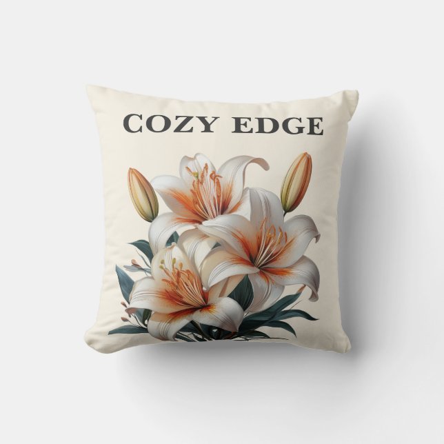 Moderne Minimaal Lily Botanische Decoratie  Kussen (Voorkant)