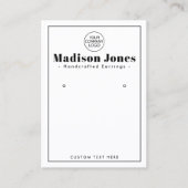 Moderne Minimaal Logo Wit Oorbel Display Kaart Visitekaartje (Voorkant)