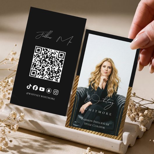Moderne Minimaal Luxe Sociale Invloed QR Code Visitekaartje