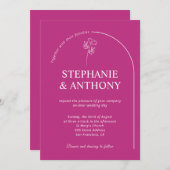 Moderne Minimaal Magenta Boog Wilde Bloemen Bruilo Kaart (Voorkant / Achterkant)