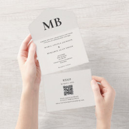 Moderne Minimaal Micro Bruiloft All-in-One Uitnodi All In One Uitnodiging