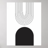Moderne Minimaal Mid Century Abstract Zwart Wit Poster (Voorkant)