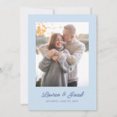 Moderne Minimaal Minimalistische Blauwe Bruiloft Save The Date (Achterkant)