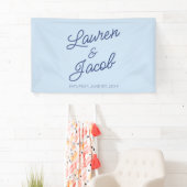 Moderne Minimaal Minimalistische Blauwe Bruiloft Spandoek (Insitu)