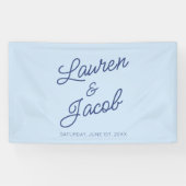 Moderne Minimaal Minimalistische Blauwe Bruiloft Spandoek (Horizontaal)