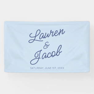 Moderne Minimaal Minimalistische Blauwe Bruiloft Spandoek
