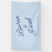 Moderne Minimaal Minimalistische Blauwe Bruiloft Spandoek (Verticaal)