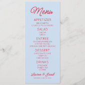 Moderne Minimaal Minimalistische Blauwe en Rode Hu Menu (Voorkant)