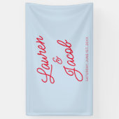 Moderne Minimaal Minimalistische Blauwe en Rode Tr Spandoek (Verticaal)