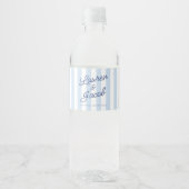 Moderne Minimaal Minimalistische Blauwe Strepen Br Waterfles Etiket (Voorkant)