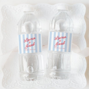 Moderne Minimaal Minimalistische Blauwe Strepen Ro Waterfles Etiket