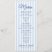 Moderne Minimaal Minimalistische Blauwe Strepen Tr Menu (Voorkant)