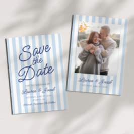 Moderne Minimaal Minimalistische Blauwe Strepen Tr Save The Date
