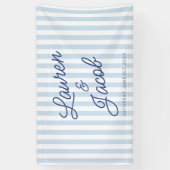 Moderne Minimaal Minimalistische Blauwe Strepen Tr Spandoek (Verticaal)