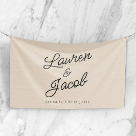 Moderne Minimaal Minimalistische Champagne Bruilof Spandoek