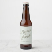 Moderne Minimaal Minimalistische Groene Bruiloft Bier Etiket (Voorkant)