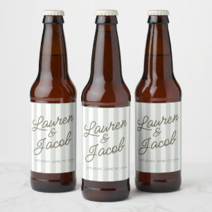 Moderne Minimaal Minimalistische Groene Strepen Br Bier Etiket