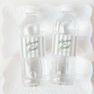 Moderne Minimaal Minimalistische Groene Strepen Br Waterfles Etiket