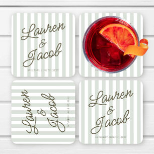 Moderne Minimaal Minimalistische Groene Strepen Tr Kartonnen Onderzetters