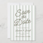 Moderne Minimaal Minimalistische Groene Strepen Tr Save The Date (Voorkant)
